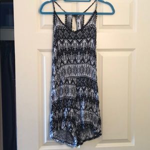 NWOT hippie love black and white romper